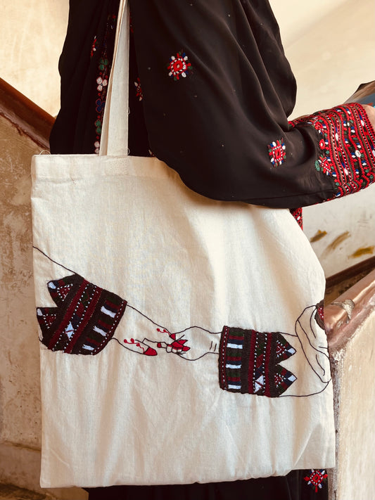 Signature Design Hand-Embroidered Tote Bag