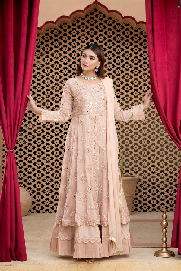 Manahils Stitched Formals Kurti-B-006-Peach