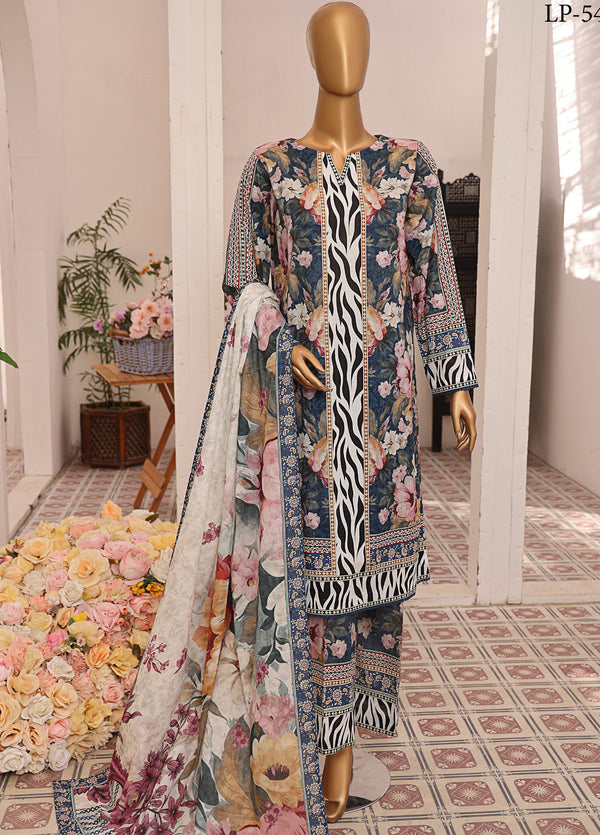 Luxe Prints By HZ Textile Printed Lawn 3 Piece Unstitched Suit HZ25LP LP-541