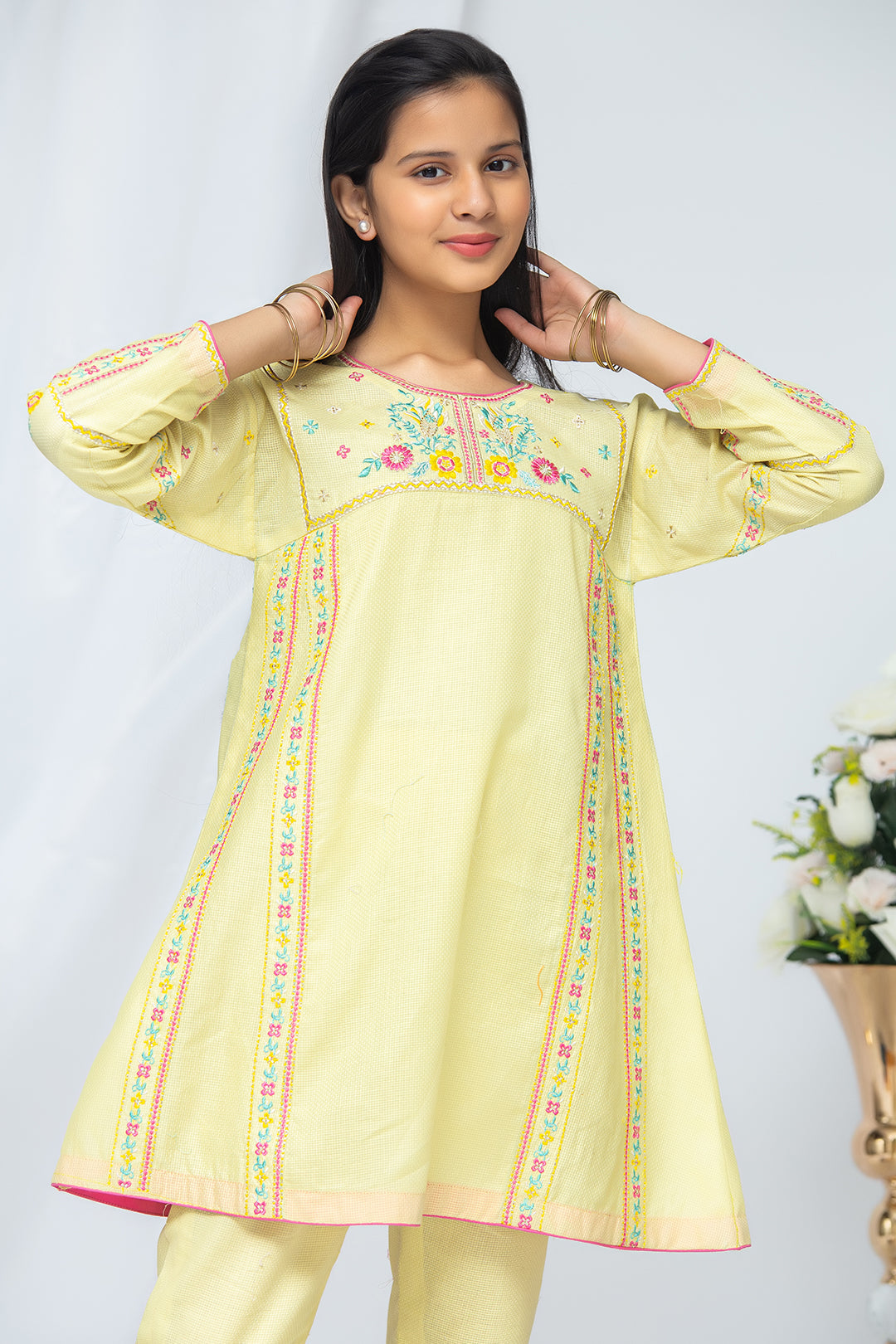 2PCS Jacquard Suit Shirt & Cotton Trouser SKU: EMB-047
