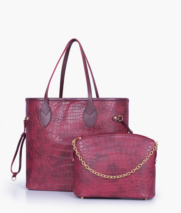 RTW Creation - Burgundy crocodile neverfull two piece set