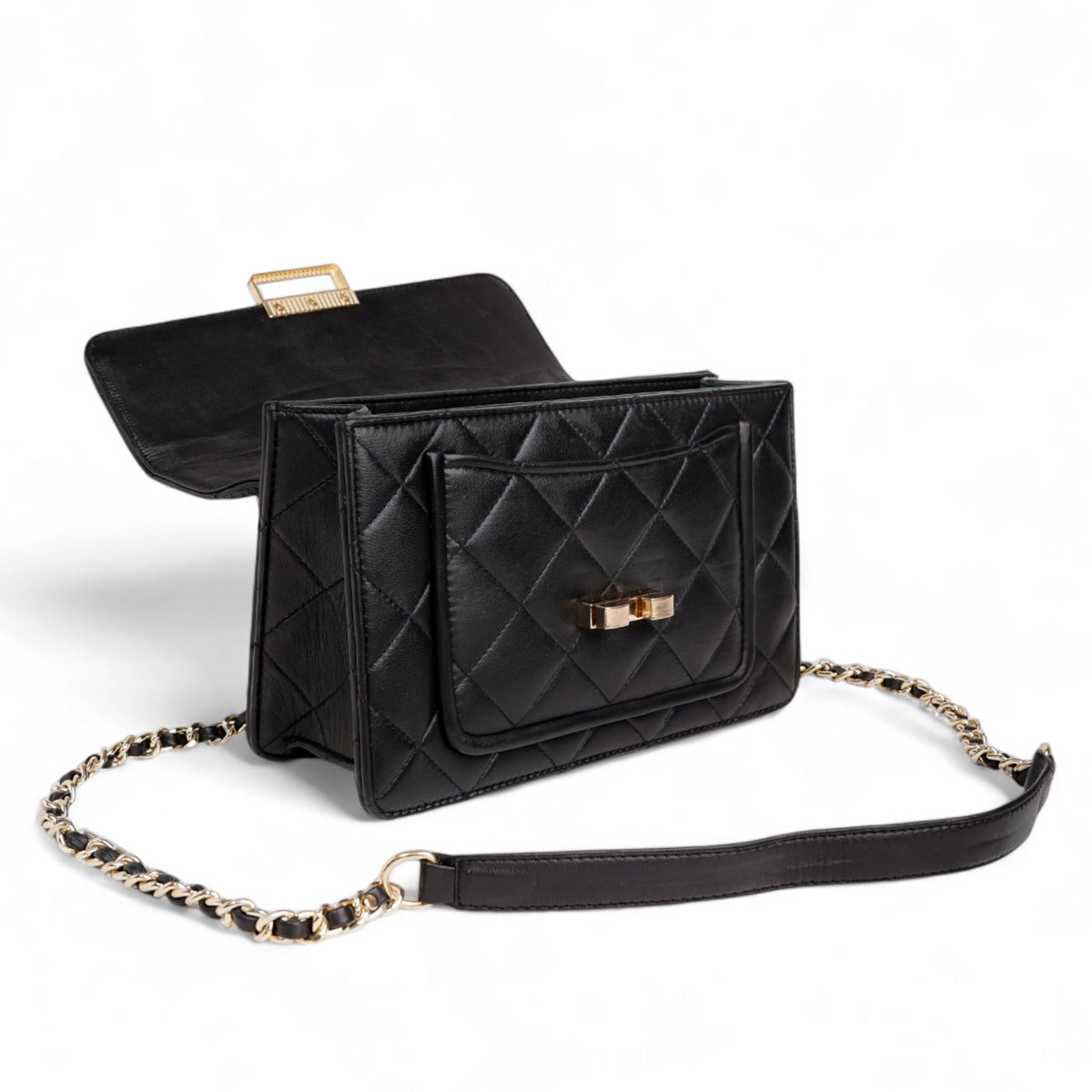 Flora Quilted Crossbody Leather Bag- tanbrown