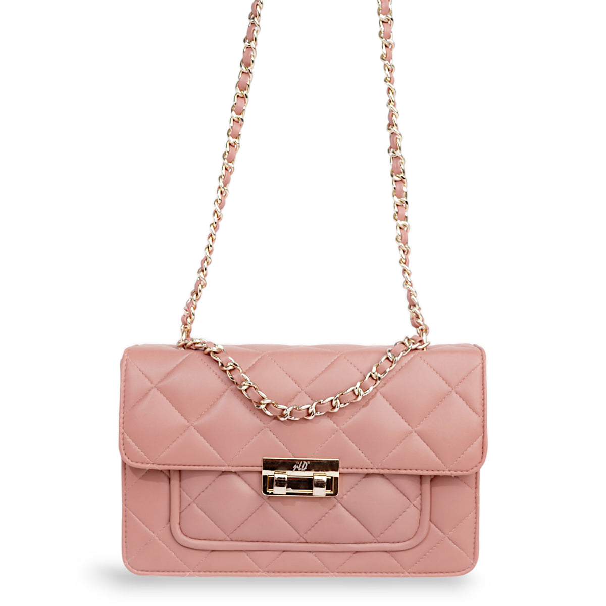 Flora Quilted Crossbody Leather Bag- tanbrown