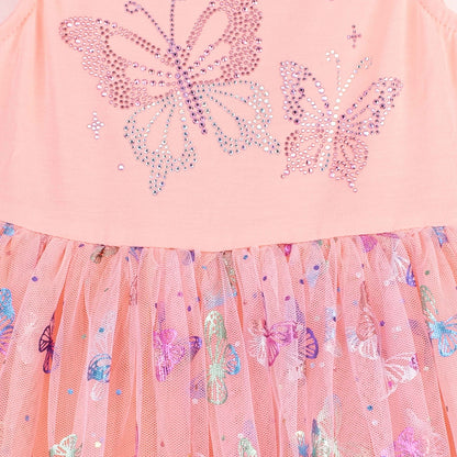 Girl Peach Butterfly Frock