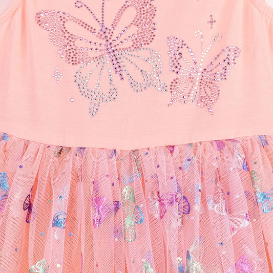 Girl Peach Butterfly Frock