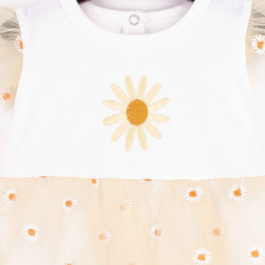 Baby Girl 2 Piece Set Toto Frock Off-White Sun Flower
