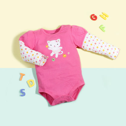 Baby Girl Full Sleeves Bodysuit Pink Cat