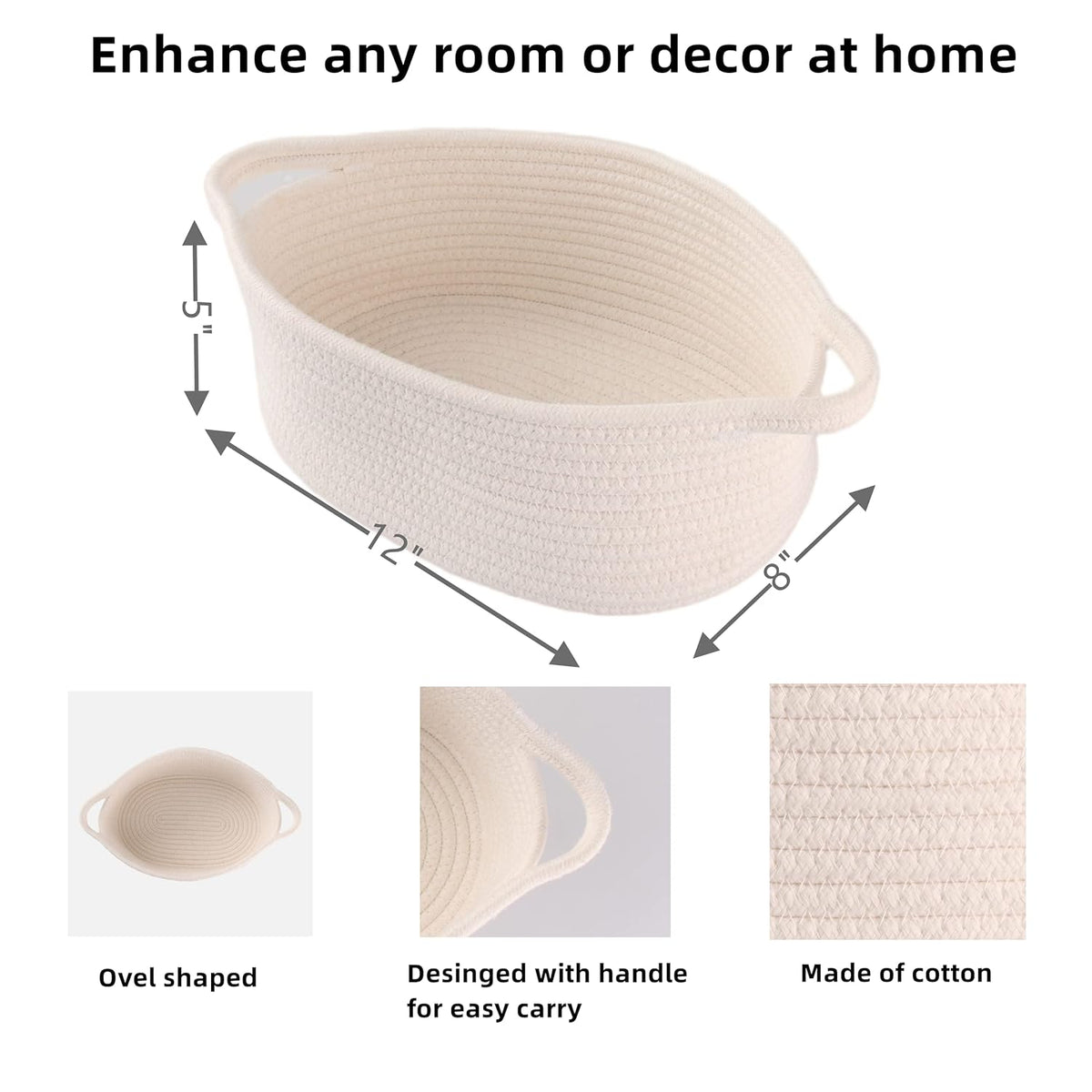Multi-Purpose Cotton Rope Organizer Storage Basket (Small)