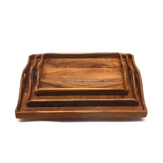 Wooden Crafted Tray Set