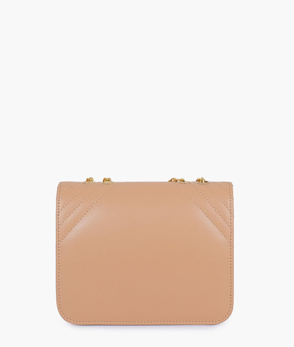 RTW Creation - Beige houndstooth chain cross-body bag