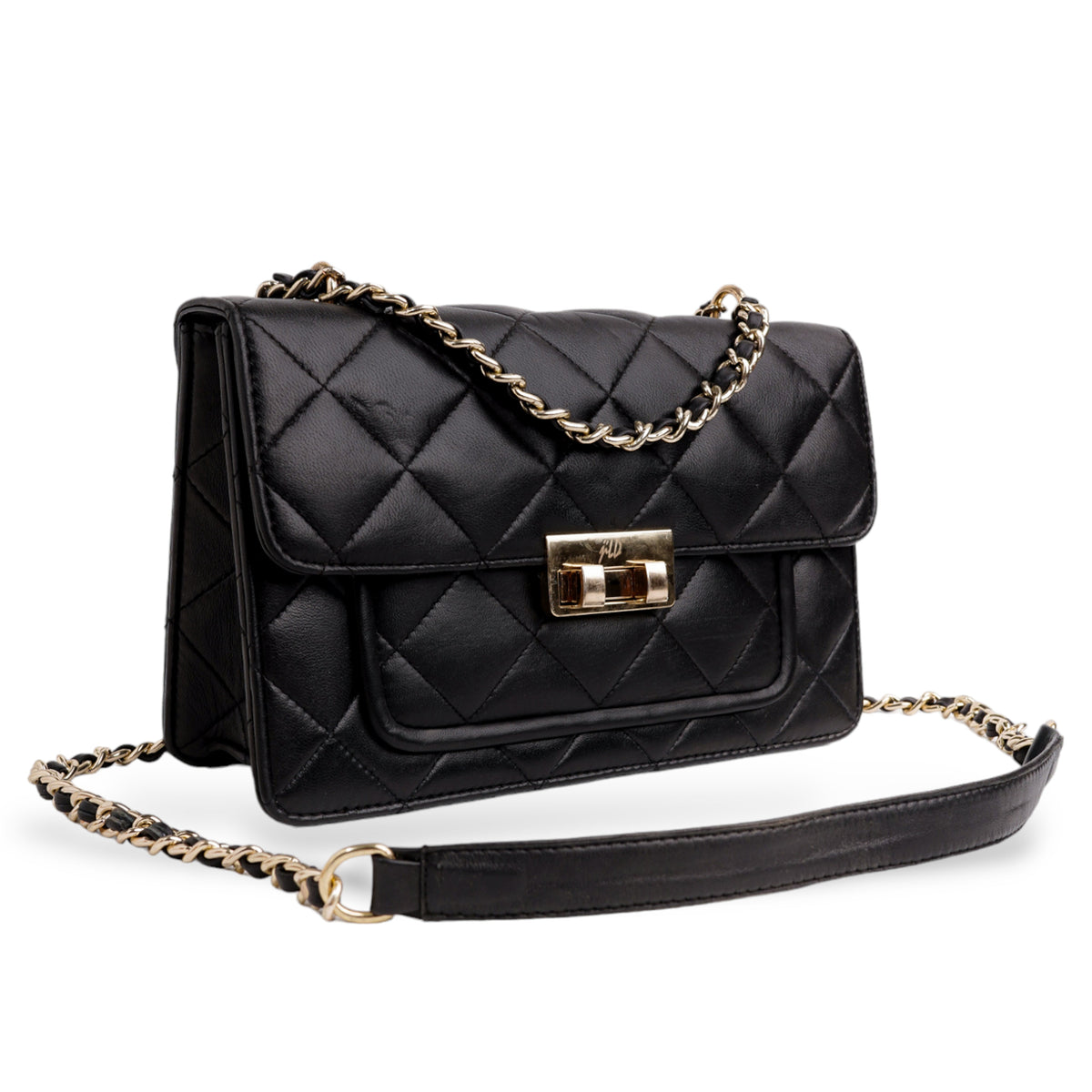 Flora Quilted Crossbody Leather Bag- tanbrown