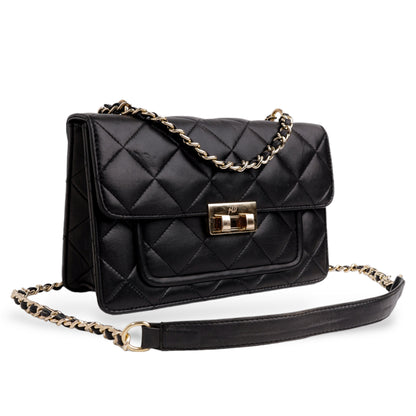Flora Quilted Crossbody Leather Bag- tanbrown