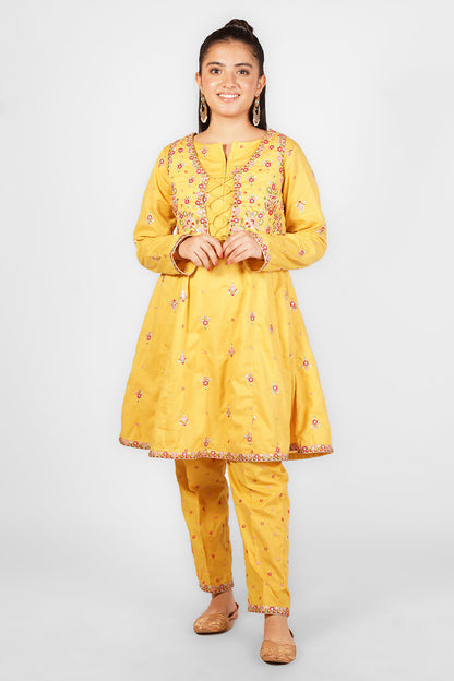 2PCS Plain Jacquard Suit in Yellow Tan SKU: SFC-192