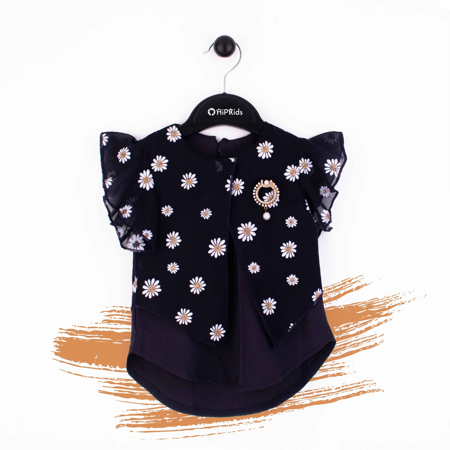 Baby Girl Chiffon Navy Blue Sun Flower Top