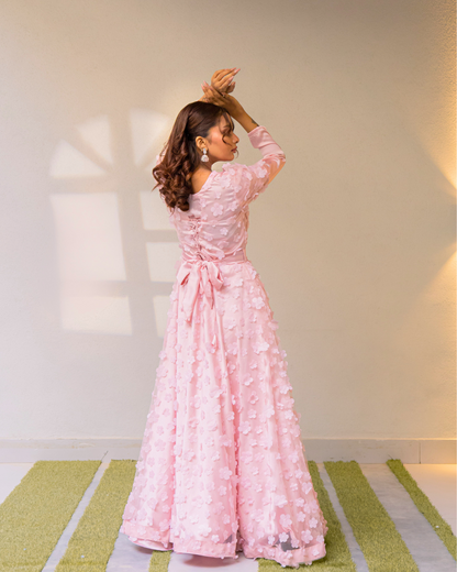 Pink Floral Bloom - A Bridgerton-Inspired Floral Gown - Made To Order