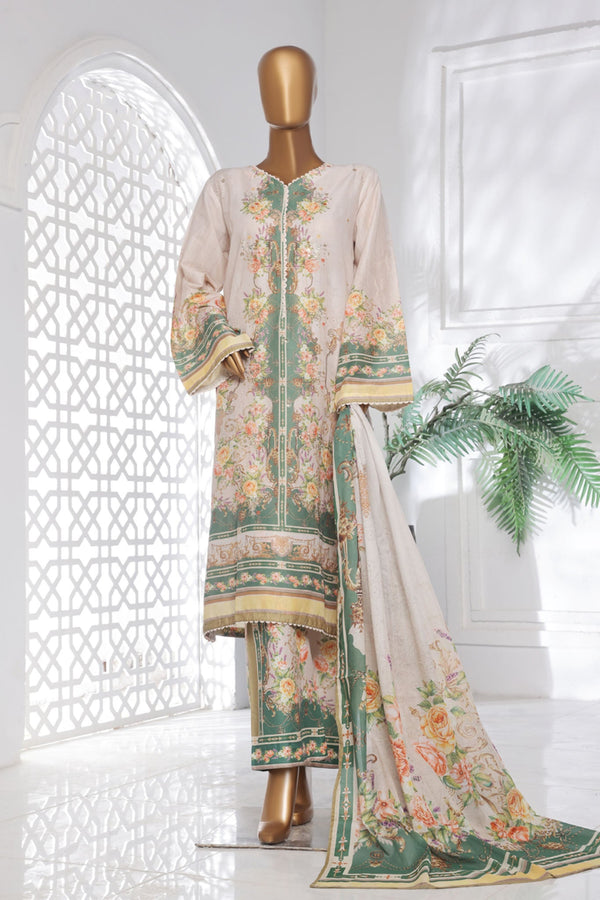 Bin Saeed Stitched 3 Piece Exc Chikankari Lawn Collection'2025-SM-2136-Off White