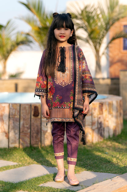 Girls Digital Printed Khaddar 3 Piece