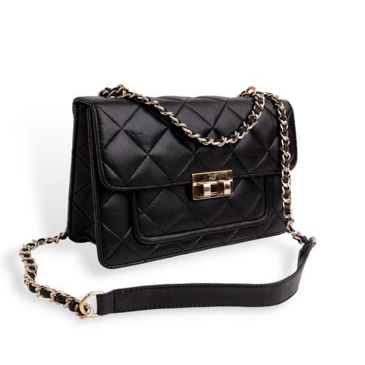 Flora Quilted Crossbody Leather Bag- tanbrown