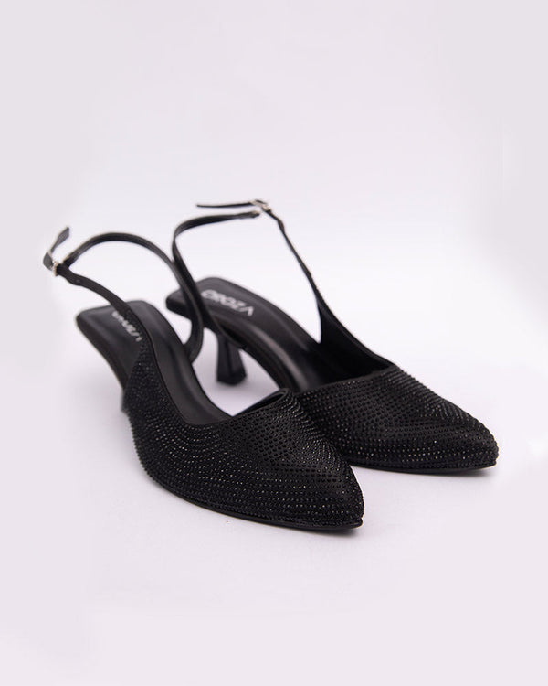ARIA Crystal studded Pointed Heels_black