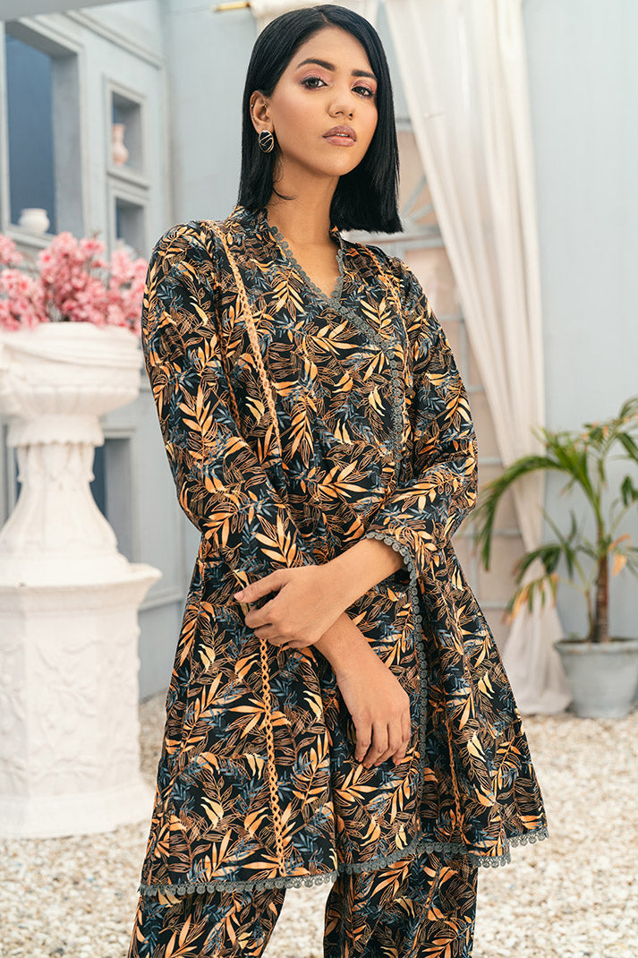 2pc Printed Prime Cotton Angrakha Frock Suit TG-001