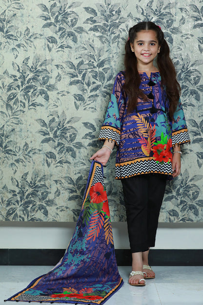 3PCS-069 Digital Printed Lawn Shirt, Dupatta & Cotton Trouser