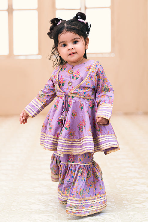 Lavender Printed Festive 2 pcs Dress, SKU: MGCFC-007