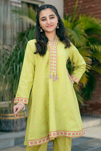 JAQUARD EMBROIDERED AND PRINTED SHIRT WITH PLAIN EMBROIDERED PLAZZO SKU :T-SFC-029