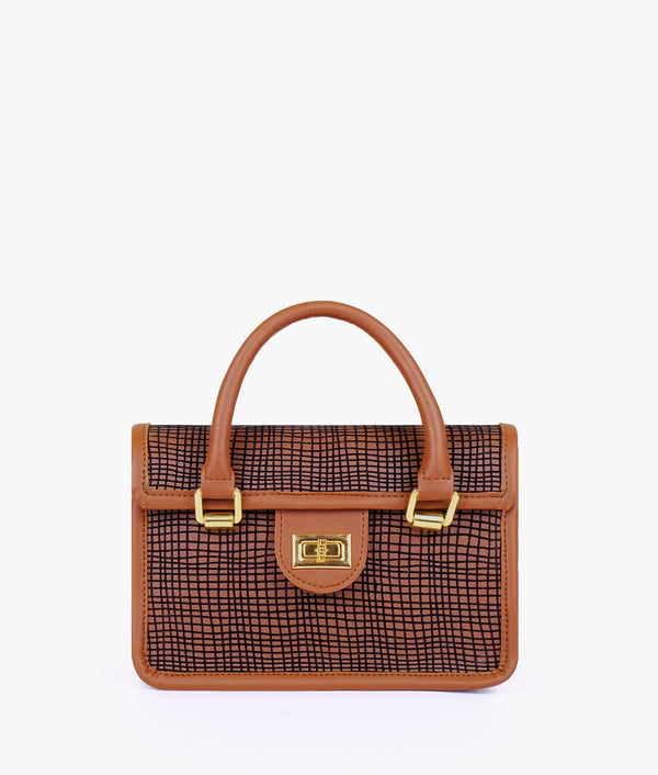 RTW Creation - Brown patterned cross-body with flap
