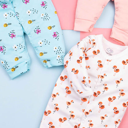 Baby Girl 3Pk Sleepsuits Swan Print