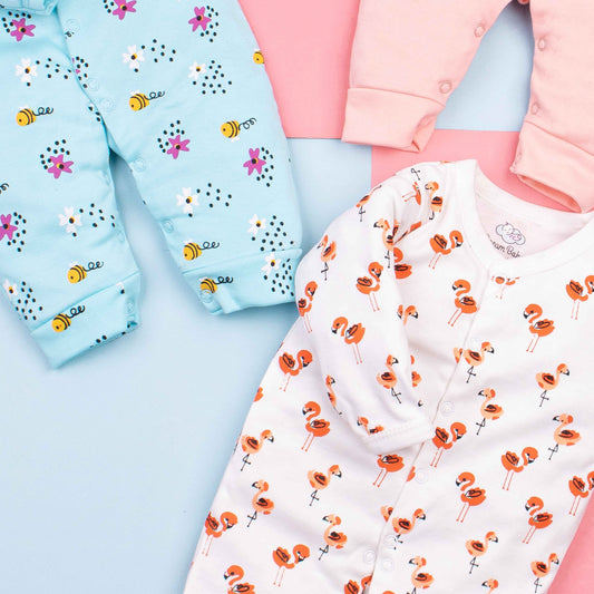 Baby Girl 3Pk Sleepsuits Swan Print