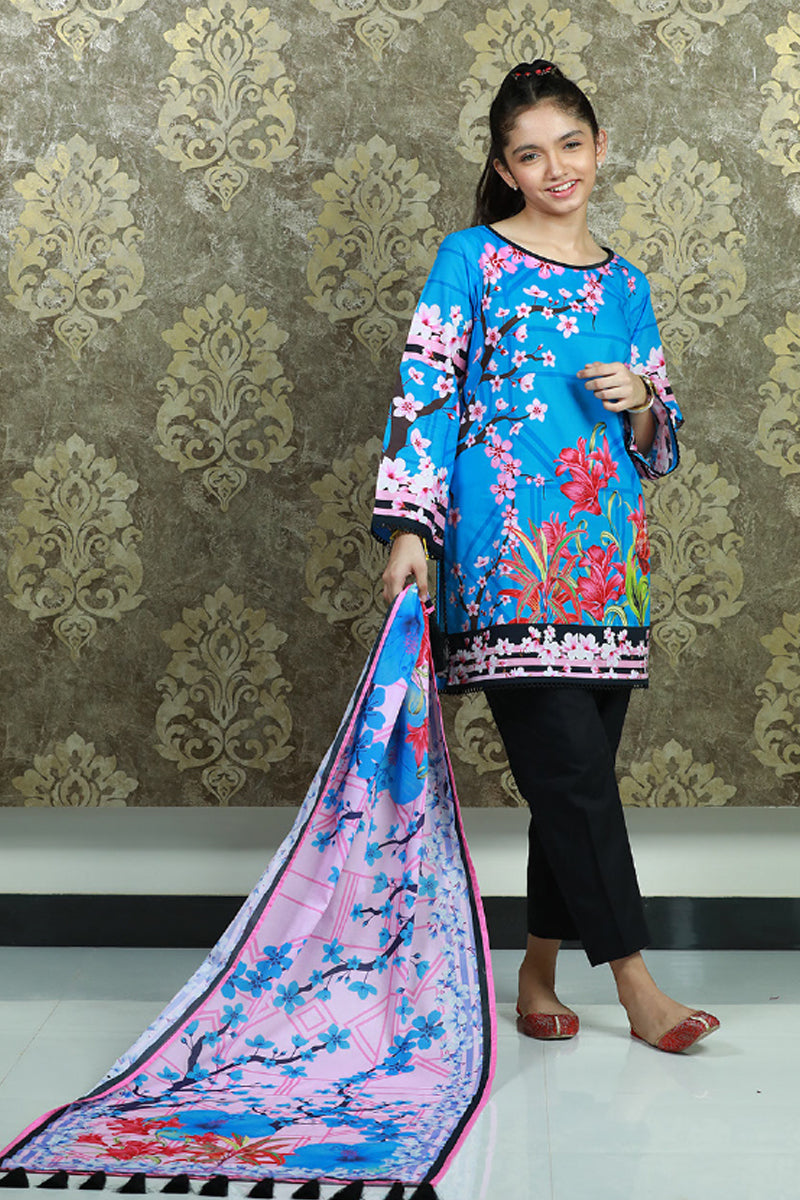 PRSDT-088 Digital Printed Lawn Shirt, Dupatta & Cotton Trouser
