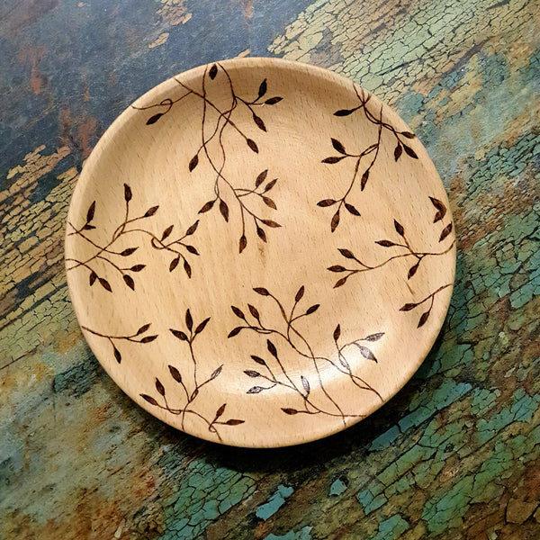 Wooden Trinket Leafy Plate
