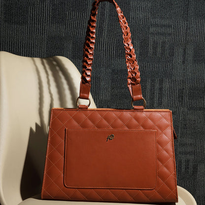 Velvique Leather Tote Bag-tan