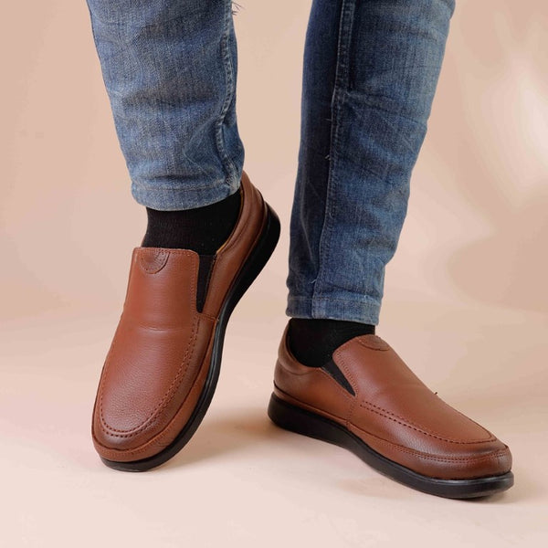 Turkish Classic Spotless Design Leather Shoes in Bright Brown Color
