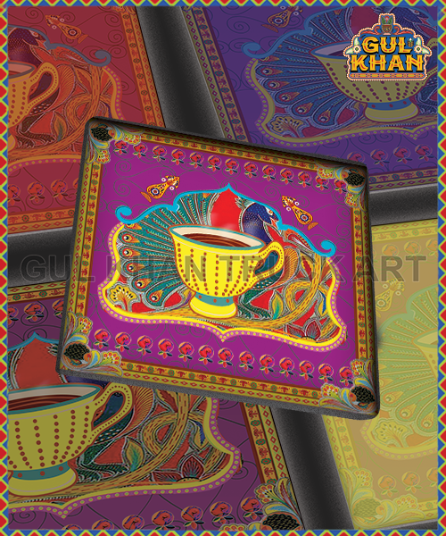 Pink & Yellow Cup Printed Coaster Design