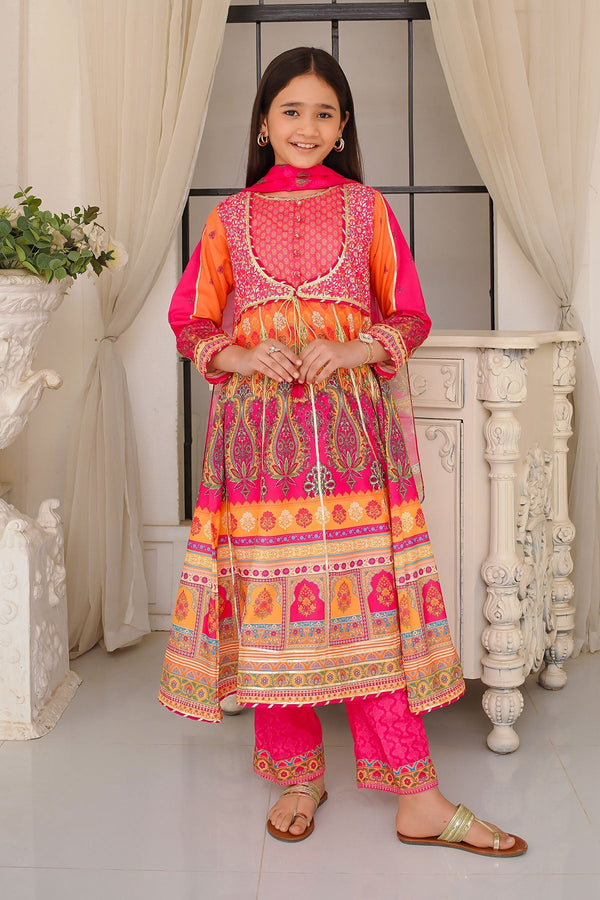 Ochre Clothing Girls Full Suits Swiss Lawn Digital Printed 3 Pc Suit