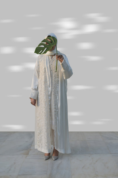 A015 WHITE LACE OPEN KAFTAN