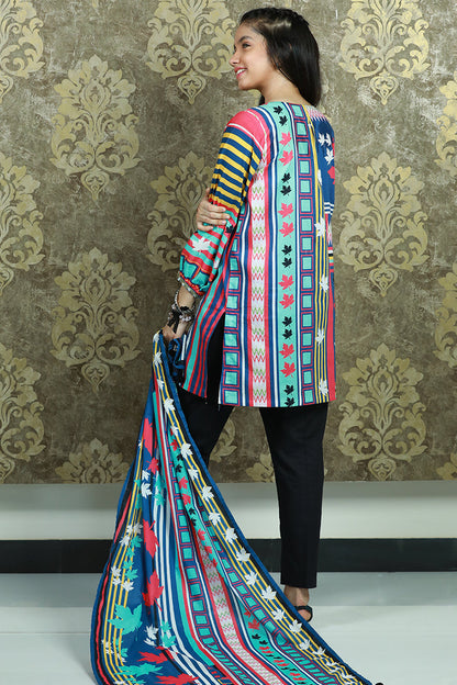 PRSDT-078 Digital Printed Embroidred Lawn Shirt, Dupptta & Cotton Trouser