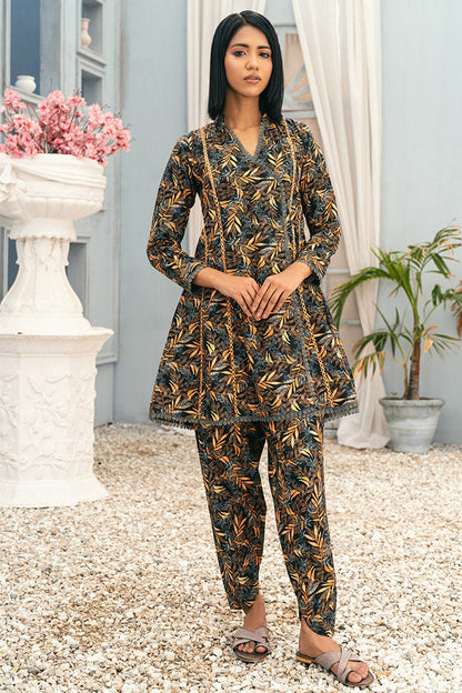 2pc Printed Prime Cotton Angrakha Frock Suit TG-001