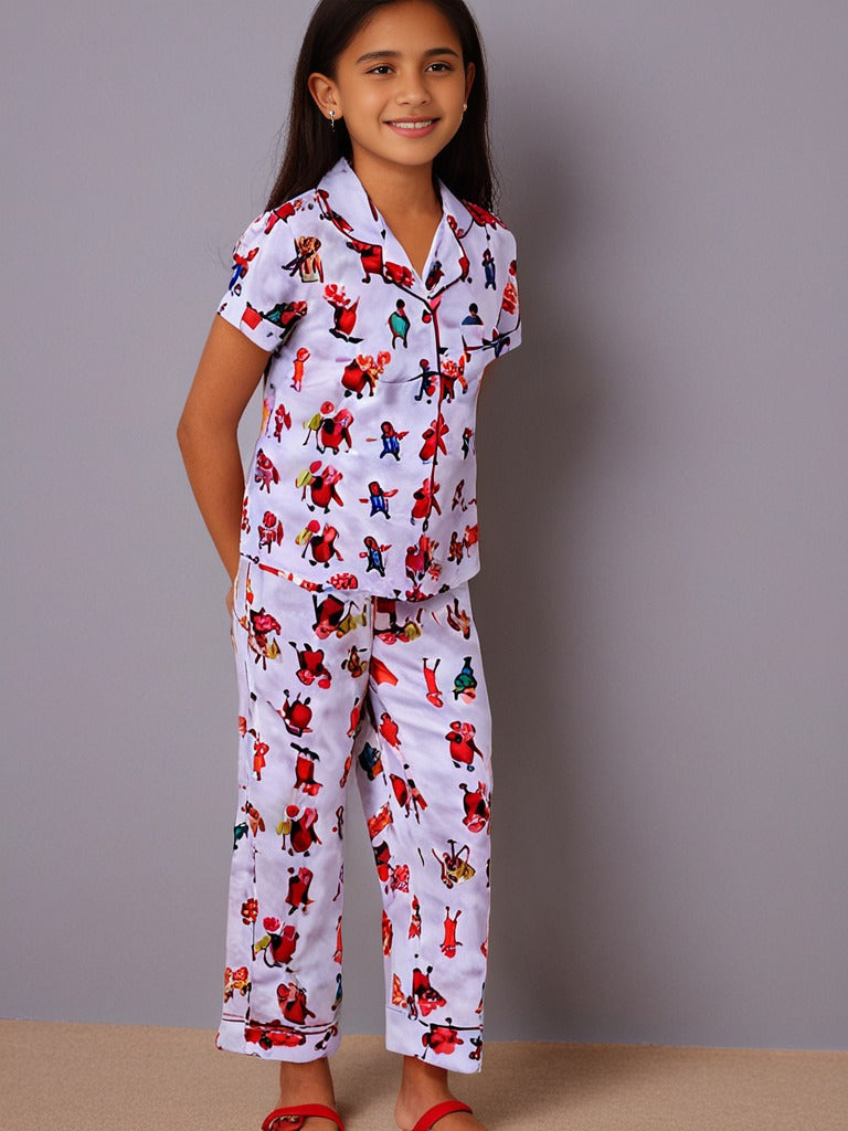 KIDS KLUB SLEEPWEAR BREATHABLE AND LIGHT WEIGHT PAJAMA SET-cream