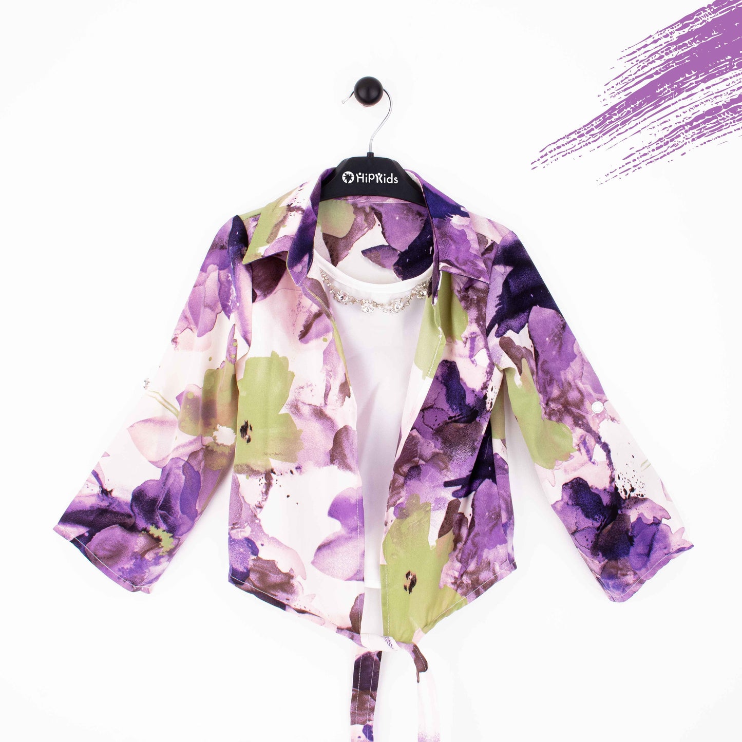 Baby Girl Purple Flower Print Chiffon Top