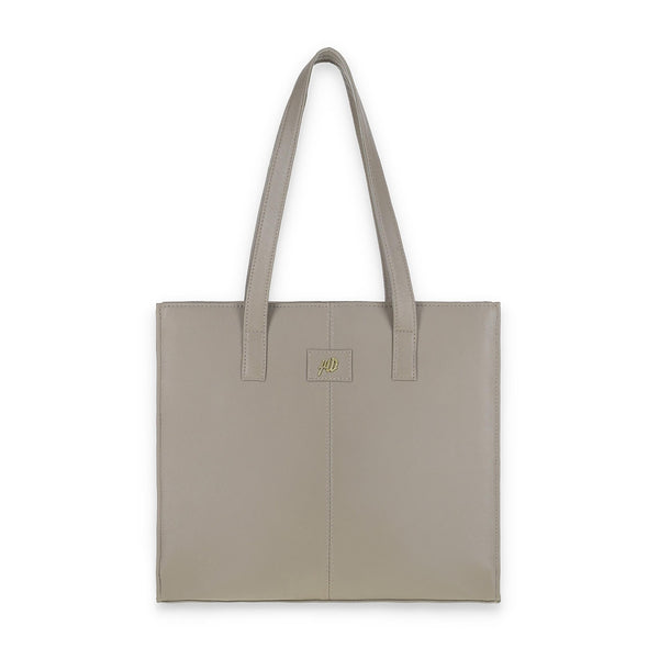 Everyday Women's Leather Zipper Tote Bag- Grey
