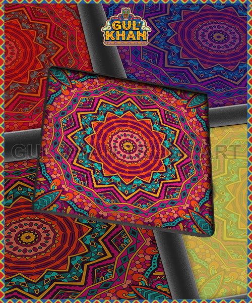 Blue & Orange Motif Printed Coaster Design