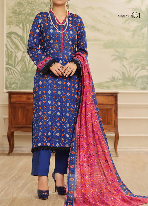 Sufina's By VS Textile Printed Lawn 3 Piece Unstitched Suit VS25SPL D-451