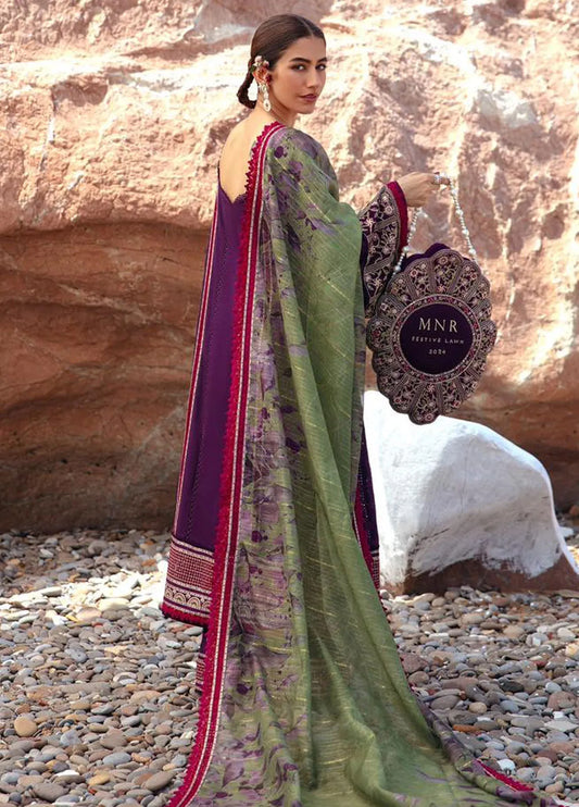 Mohsin Naveed Ranjha Embroidered Lawn Suits Unstitched 3 Piece MNR24DS MFL-016 Gul-E-Lala - Summer Collection