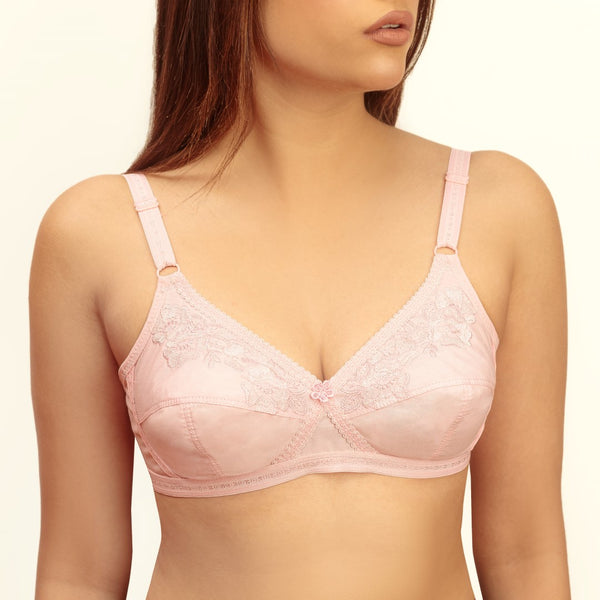 MAXClence, Cotton embroidered Unpadded Crossover Bra, ORCHID PINK