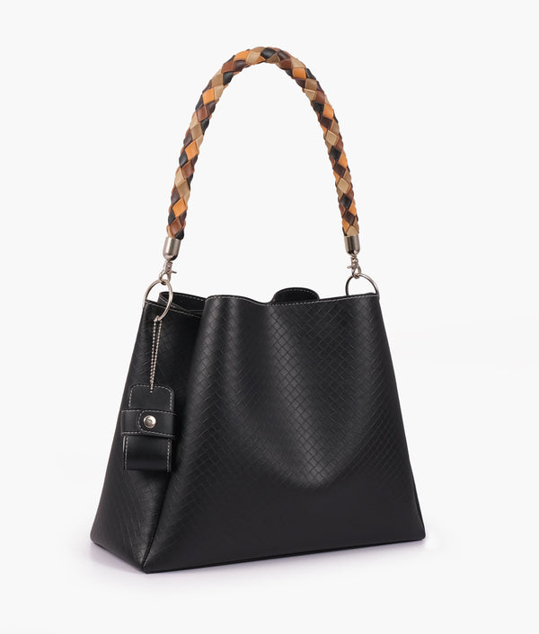 RTW Creation - Black weaved handbag with braided handle