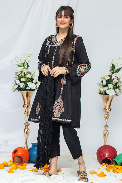 3PCS Jacquard Suit Shirt, Dupatta & Cotton Trouser SKU: EMB-038