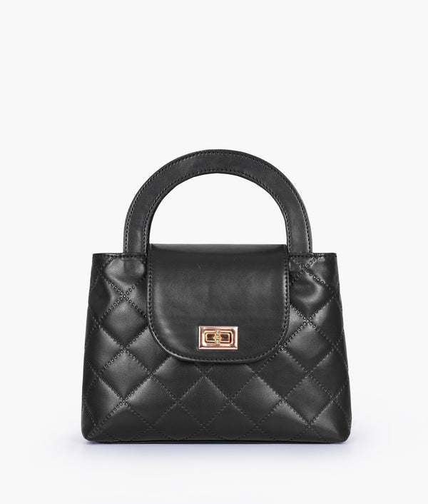 RTW Creation - Black flap quilted bag with top handle