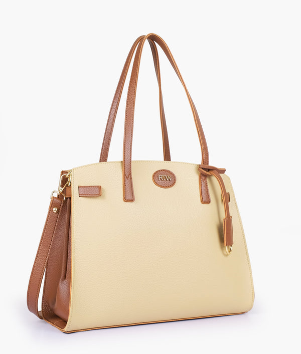 RTW Creation - Off-white with brown robinson satchel bag
